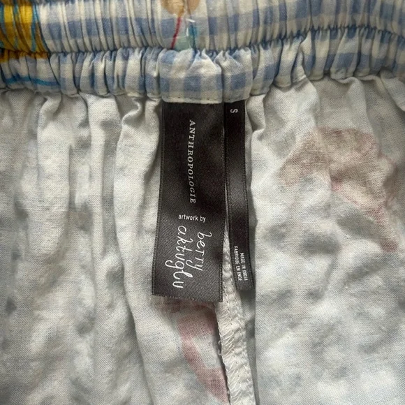 Anthropologie Blue Gingham Wide-Leg Lounge Pants & Top - Picture 6 of 6